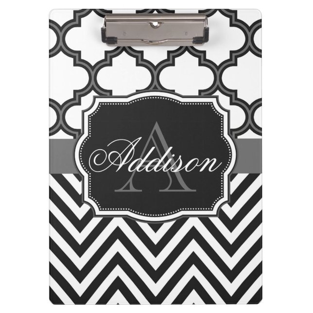 Pranchetas Monograma de Quatrefoil Chevron (Frente)