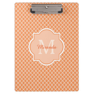 Pranchetas Monograma De Quatrefoil De na moda Laranja Com Nom