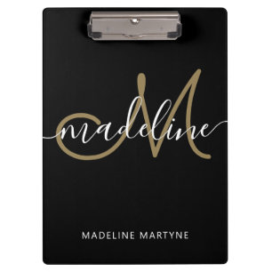 Pranchetas Monograma de Script Elegante Dourado