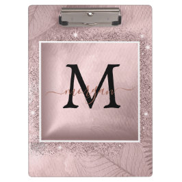 Pranchetas Monograma de Script Glitter Dourado rosa
