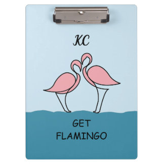 Pranchetas Monograma - Dois Flamingos Rosa na Cota da Água