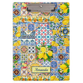 Pranchetas Monograma dos azulejos de laranja do Mediterrâneo