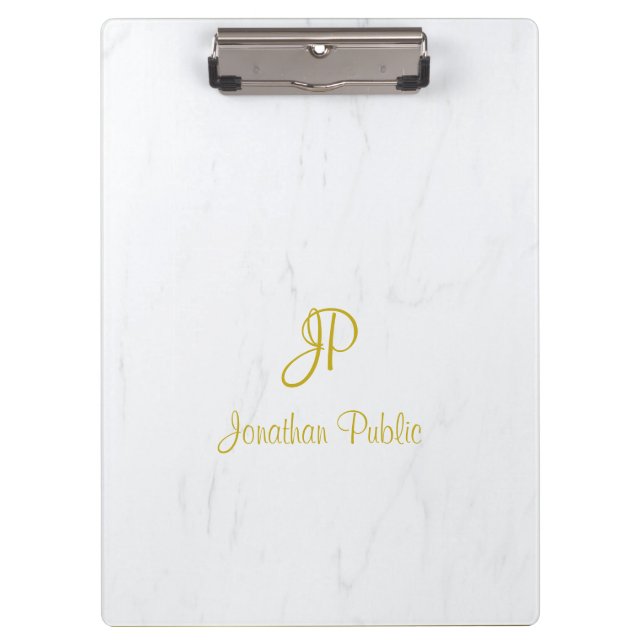Pranchetas Monograma Dourado do Script de Manuscrito Marble E (Frente)