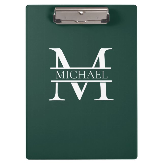 Pranchetas Monograma e nome Elegante Emerald Verde Personaliz (Frente)