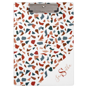 Pranchetas Monograma e Nome Moderno Abstrato Terrazzo Padrão