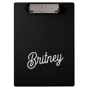 Pranchetas Monograma e Nome Personalizados de Branco Preto Mo