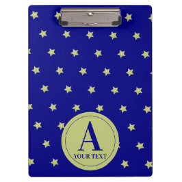 Pranchetas Monograma Elegante com Estrelas em Ouro e Azul
