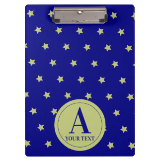 Pranchetas Monograma Elegante com Estrelas em Ouro e Azul