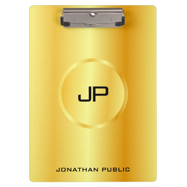 Pranchetas Monograma Elegante Moderno Dourado de Modelo Perso (Frente)