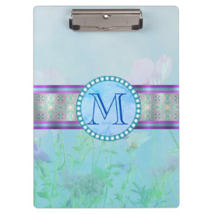 Pranchetas Monograma Floral Azul Pastel