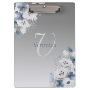 Pranchetas Monograma Floral de Inverno com Aquarela Personali