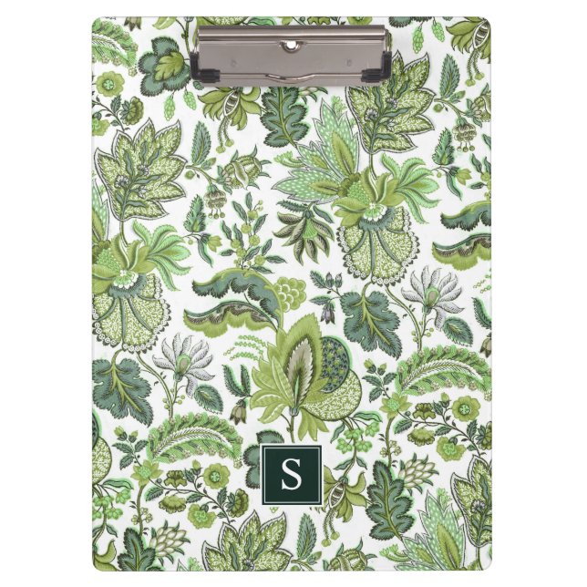 Pranchetas Monograma Floral do Green Boho Vintage (Frente)