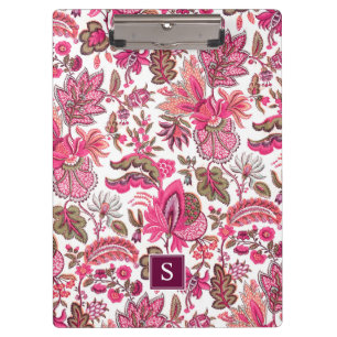 Pranchetas Monograma floral do vintage cor-de-rosa de Boho