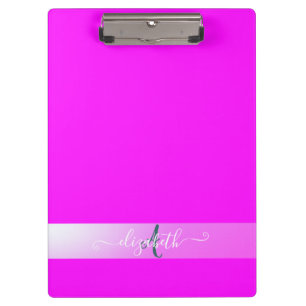 Pranchetas Monograma Fluorescente Rosa