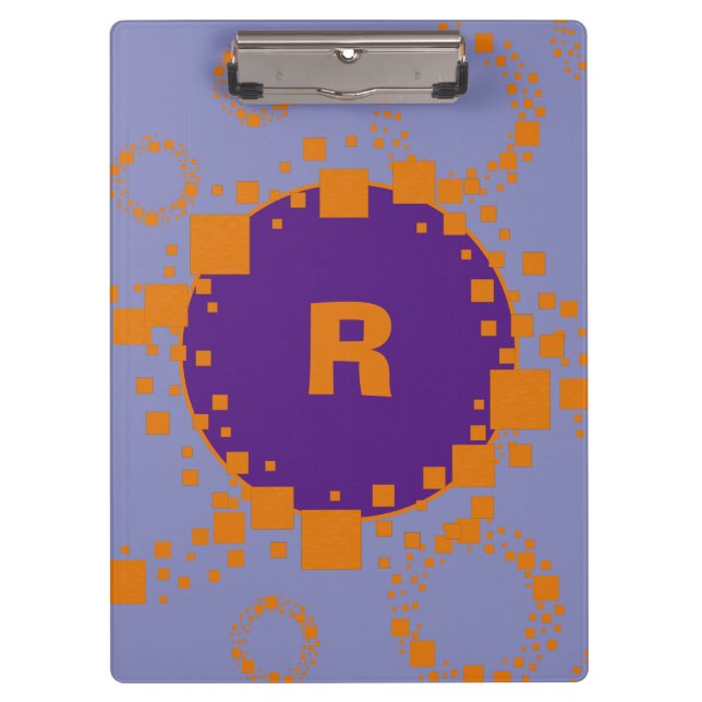 Pranchetas Monograma Inicial Laranja Púrpura Círculos Arte (Frente)