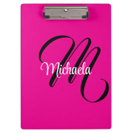 Pranchetas Monograma inicial minimalista moderno nome rosa qu