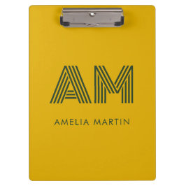 Pranchetas Monograma Minimalista em Amarelo Mostarda e Verde 