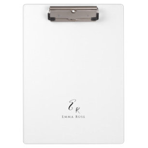 Pranchetas Monograma Minimalista Nome Elegante Branco