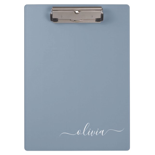 Pranchetas Monograma Moderno Minimalista Dusty Blue Elegante (Frente)