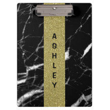 Monograma Nome personalizado mármore preto e ouro