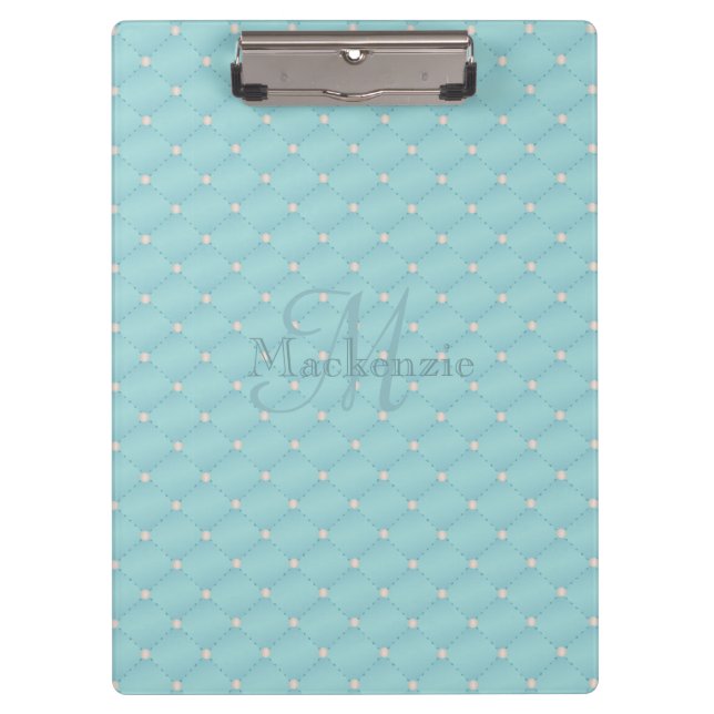 Pranchetas Monograma Nome personalizado Quilt Design Turquois (Frente)