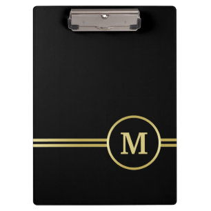 Pranchetas Monograma personalizado de ouro elegante a preto