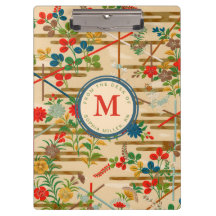 Monograma Personalizado Floral Japonês Vintage