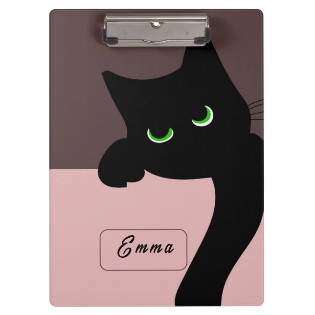 Pranchetas Monograma Roxo de Gato Preto Fofo Espiando (Frente)