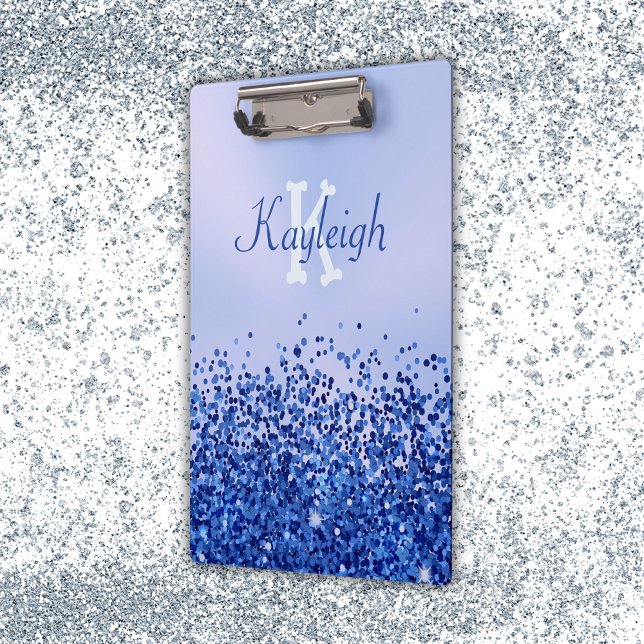 Pranchetas Monograma Simples Azul Brutado de Metal e Largura  (Criador carregado)