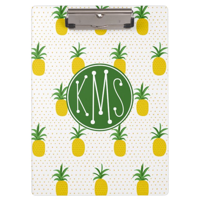 Pranchetas Monograma tropical dourado dos abacaxis | (Frente)
