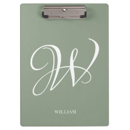 Pranchetas Monograma Verde Personalizado Elegante Inicial