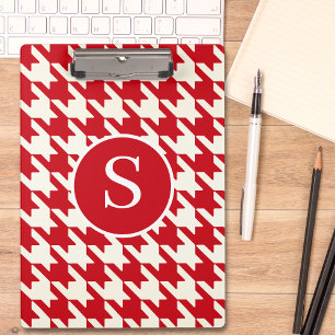 Pranchetas Monograma Vermelho e Branco da Cherry Houndstooth