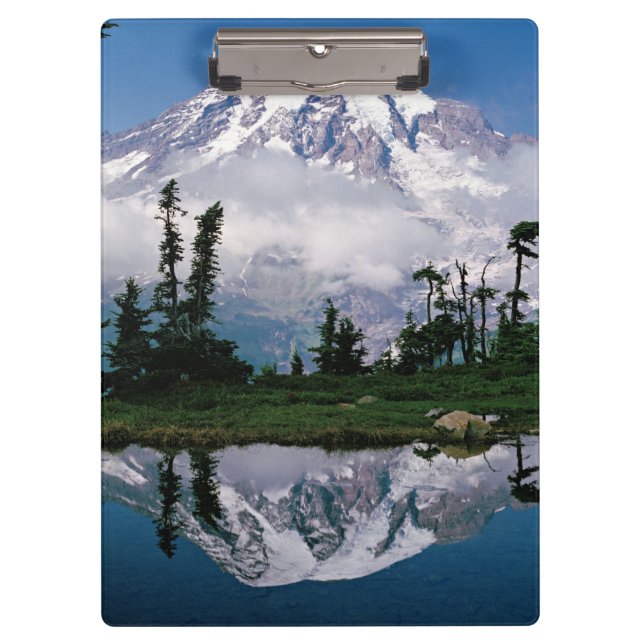 Pranchetas Monte Rainier refletido em um lago de montanha (Frente)