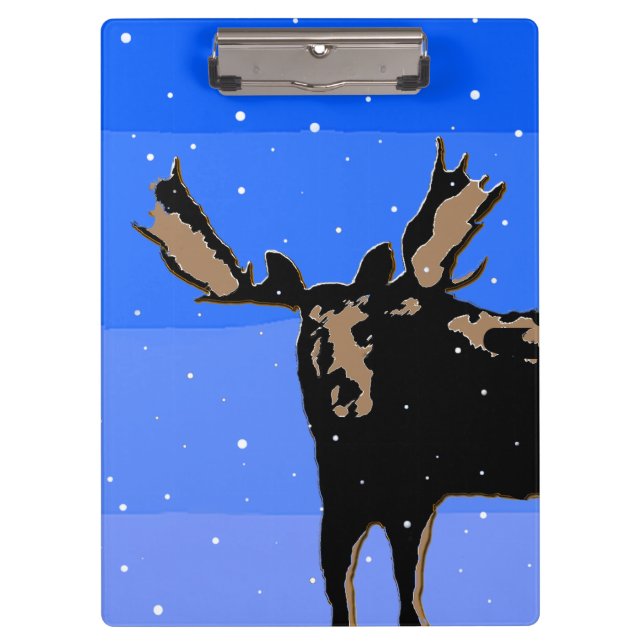 Pranchetas Moose no inverno - Arte original sobre a vida selv (Frente)