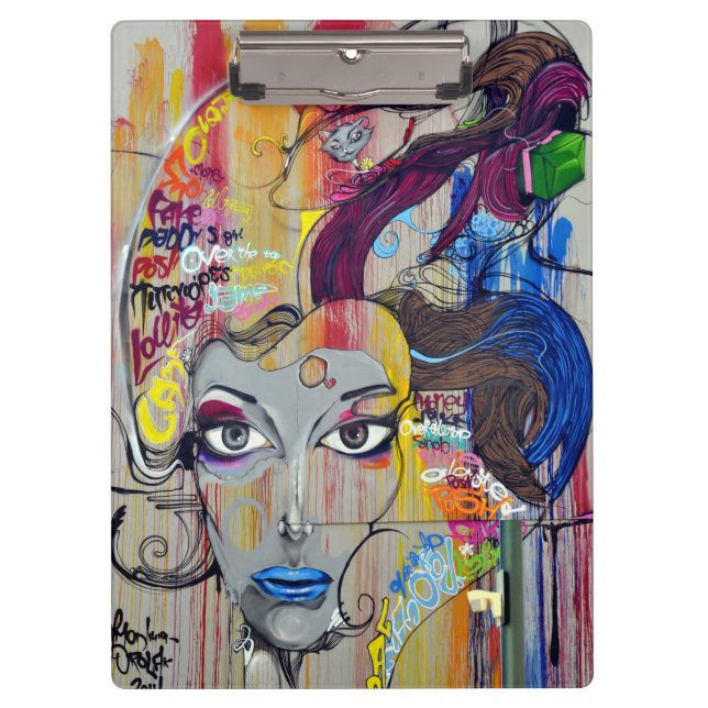 Pranchetas Mulher bonita com grafites azuis dos lábios (Frente)
