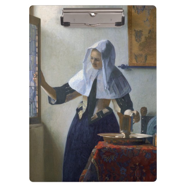 Pranchetas Mulher com um jarro de água por Johannes Vermeer (Frente)