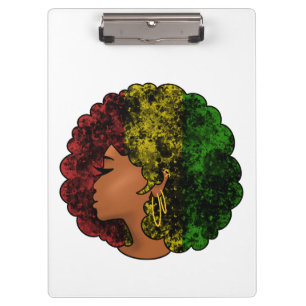 Pranchetas Mulher negra rasta afro vermelho amarelo verde