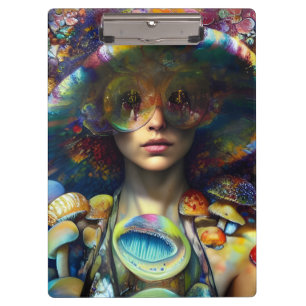 Pranchetas Mushroom Visions Trippy Retro Art