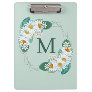 Pranchetas Na moda Girly Floral Silver Sparkle Monograma