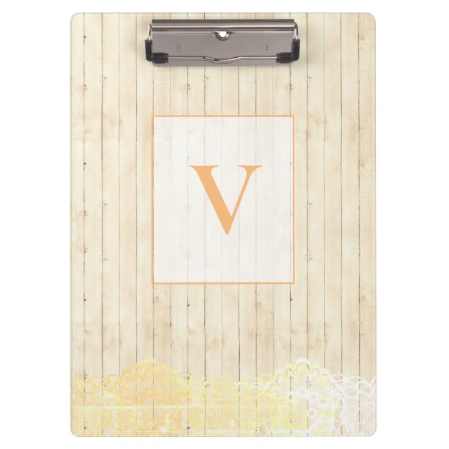 Pranchetas Na moda Moderno Monograma Vintage Wood 2 (Frente)
