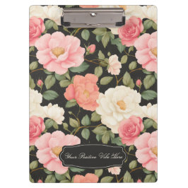 Pranchetas Noir Floral Elegance Vintage Pastel Blush Rosas