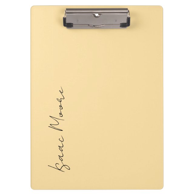 Pranchetas Nome Caligrafia Script Elegante Simples Creme Bege (Frente)