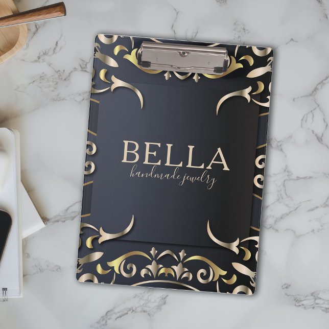 Pranchetas Nome Comercial Barroco Negro e Dourado de Luxo (Criador carregado)