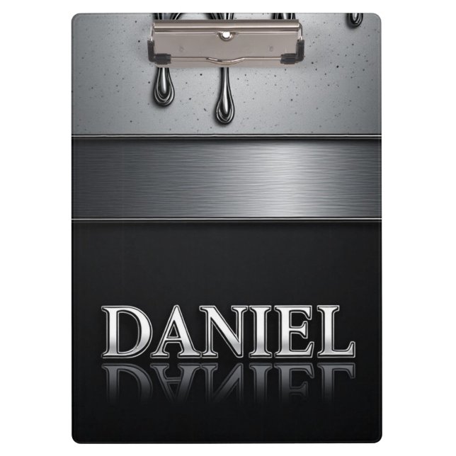 Pranchetas Nome Daniel com Metal Líquido Gotejando (Frente)
