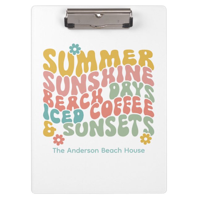 Pranchetas Nome do Monograma Cor-de-Rosa de Verão (Frente)