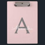 Pranchetas Nome do Monograma da Rapariga do Script Moderno Do<br><div class="desc">Placa de Transferência de Planeamento do Nome do Monograma e Cor-de-Rosa Esmagada e da Cinza. Isto faz o doce e perfeito aniversário de 16 anos,  casamento,  chá de panela,  aniversário,  chá de fraldas ou festa de solteira presente para alguém que ama luxo de luxo e estilos quíticos.</div>