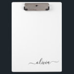 Pranchetas Nome do Monograma Girly de Script Moderno Branco N<br><div class="desc">Área de Transferência de Planeamento do Nome do Monograma Preto e Branco. Isto faz o doce e perfeito aniversário de 16 anos,  casamento,  chá de panela,  aniversário,  chá de fraldas ou festa de solteira presente para alguém que ama luxo de luxo e estilos quíticos.</div>