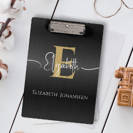 Pranchetas Nome do Script Dourado Monograma Moderno Na moda P