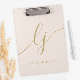 Pranchetas Nome Dourado do Blush Profissional de Iniciais do 