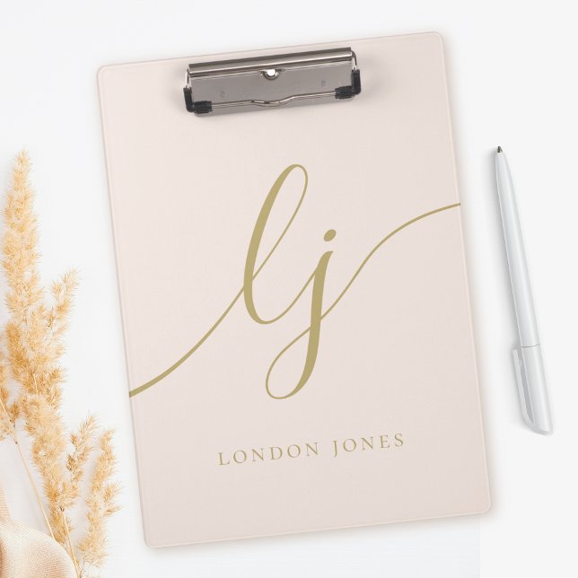 Pranchetas Nome Dourado do Blush Profissional de Iniciais do  (Criador carregado)